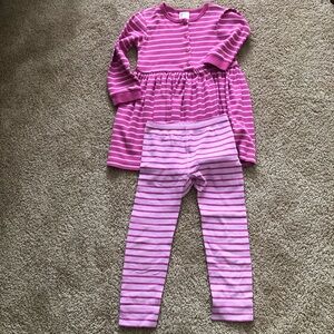Vintage Hanna Andersson Play Dress Set long sleeve 110 5 6 pink stripe pants